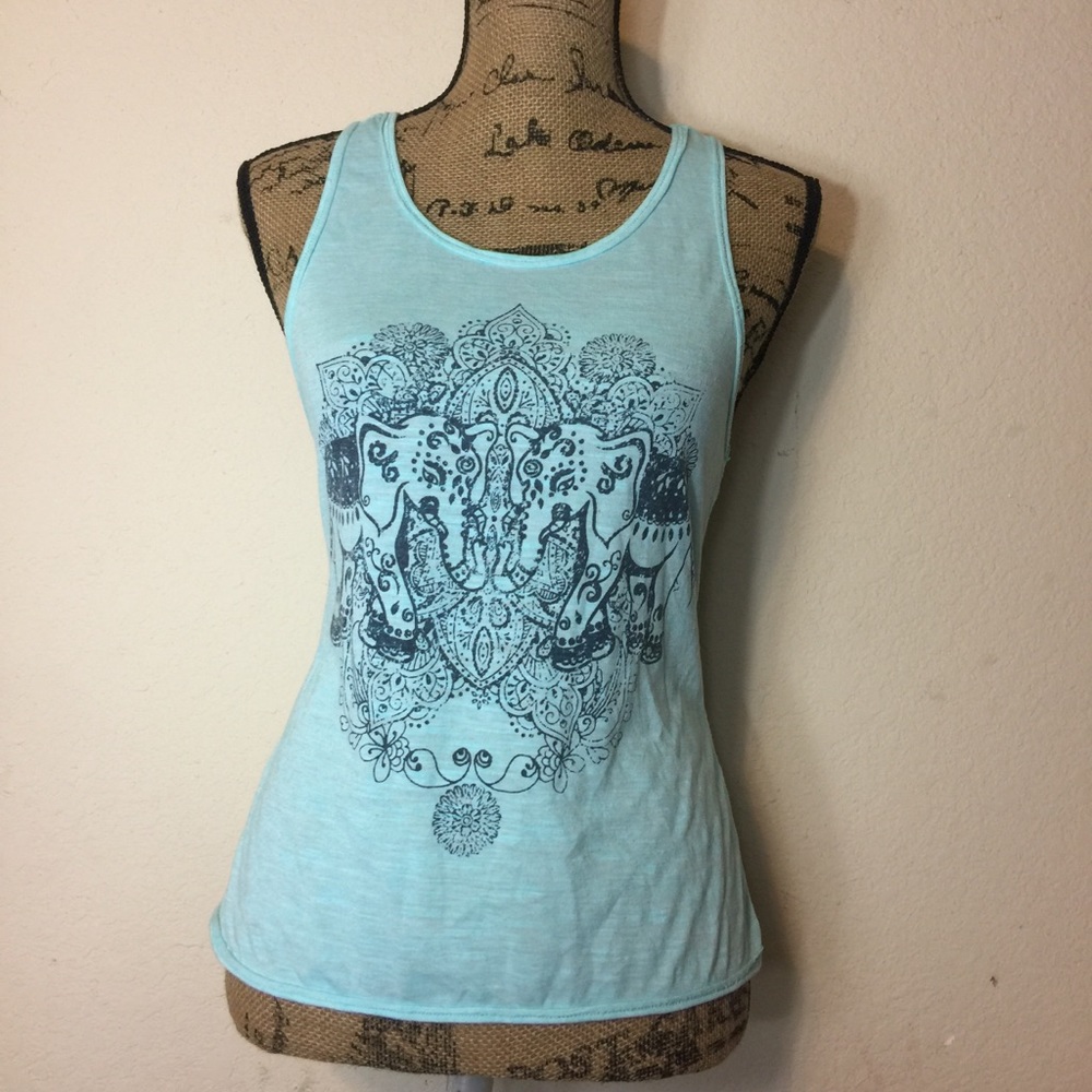 American Rag Cie Elephants Print Logo Tank Top. M